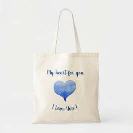 Ich Liebe Sie Niedliches blaues Herz Valentinstag Tragetasche