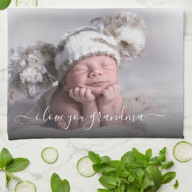 Ich Liebe Sie Oma Fotovorlage Geschirrtuch (Gefaltet)