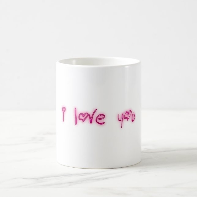 Ich Liebe Sie, Pink Hearts Typografie Valentine Li Tasse (Mittel)