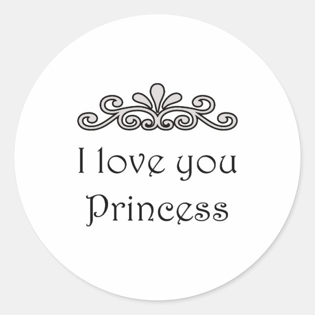 Ich Liebe Sie Prinzessin Runder Aufkleber (Vorderseite)