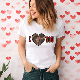 Ich Liebe Sie Red Custom Foto Herzfrauen T-Shirt