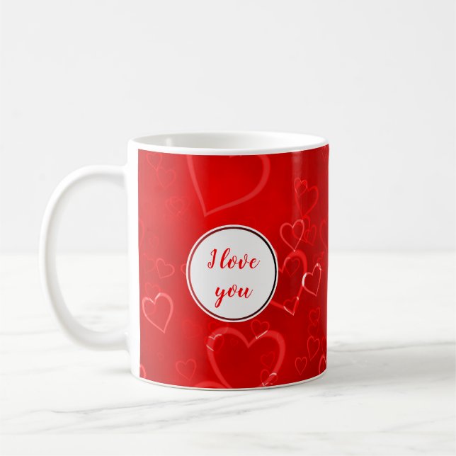 Ich Liebe Sie Red Valentine's Day Herzmuster Kaffeetasse (Links)