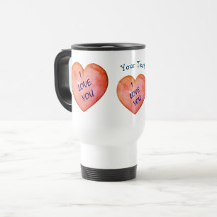 Ich Liebe Sie rosa Herzen Personalisiert Reisebecher