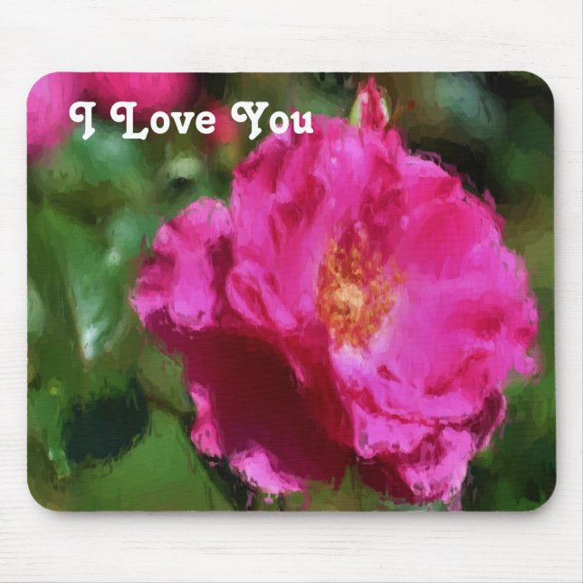 Ich Liebe Sie rosa Rose Mousepad (Vorne)