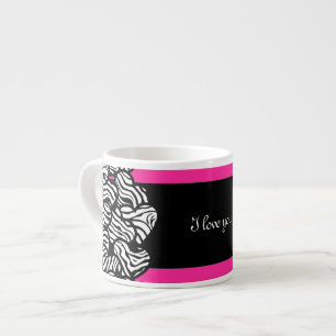 Ich Liebe Sie rosa Schwarz-weißes Zebrahermuster Espressotasse