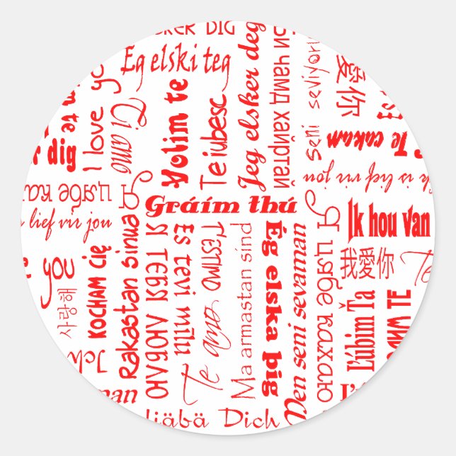 Ich Liebe Sie Runder Aufkleber (Vorderseite)