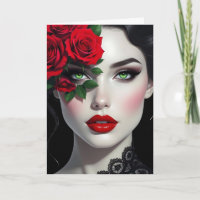 Ich Liebe Sie | Schöne Frau mit Rote Rose