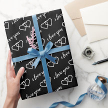 Ich Liebe, Sie Schwarz-weiße Herz-Pattern-Typograf