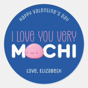 Ich Liebe Sie sehr Mochi Funny Niedlich Valentinst Runder Aufkleber