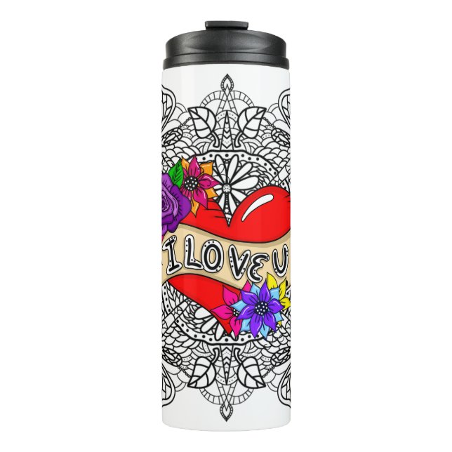Ich Liebe Sie | Street Art Urban Heart Dragonflies Thermosbecher (Vorderseite)