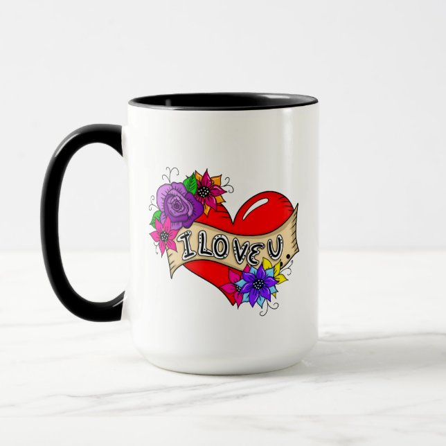 Ich Liebe Sie | Street Art Urban Heart Personalisi Tasse (Links)