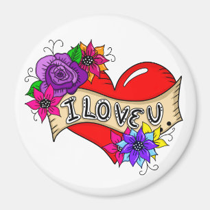 Ich Liebe Sie   Tattoo Heart Personalisiert Magnet