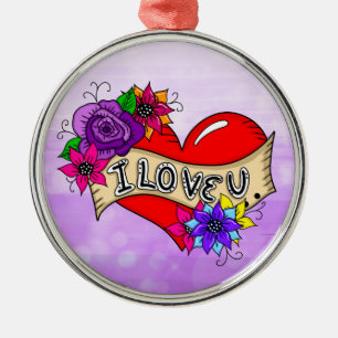 Ich Liebe Sie Tattoo Heart Personalisiert Ornament Aus Metall