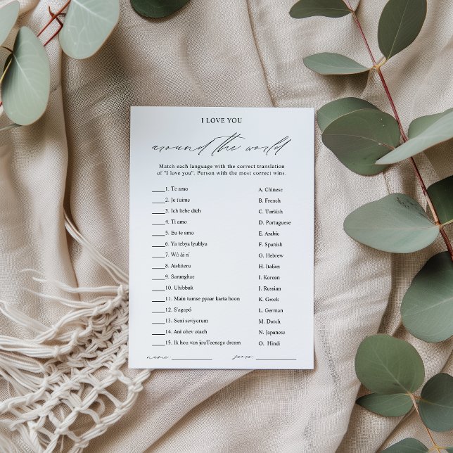 Ich Liebe Sie um das World Brautparty Game Einladung (Von Creator hochgeladen)