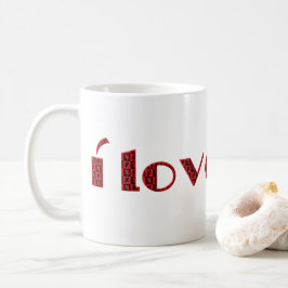 Ich Liebe Sie Valentine Cupid Typografie Red Black Kaffeetasse