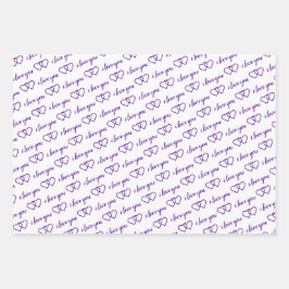 Ich Liebe Sie Valentine Lila Herzen Streifen Geschenkpapier Set