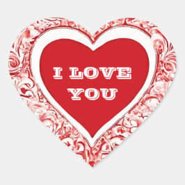 Ich Liebe Sie Valentine rot-weiß Herz-Aufkleber