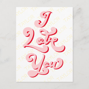 Ich Liebe Sie Valentinstag Cup Retro Light Pink Postkarte