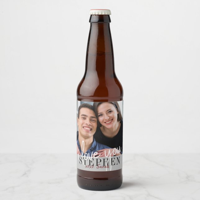 Ich Liebe Sie Valentinstag Foto Bierflaschenetikett (Vorderseite)