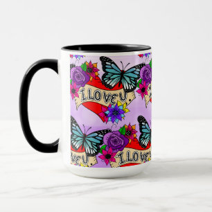 Ich Liebe Sie   Valentinstag Herz und Rose Tasse