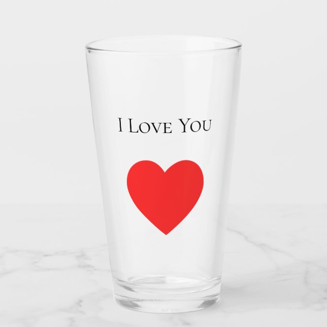 Ich Liebe Sie Valentinstag Rotes Herz Glas (Vorderseite)