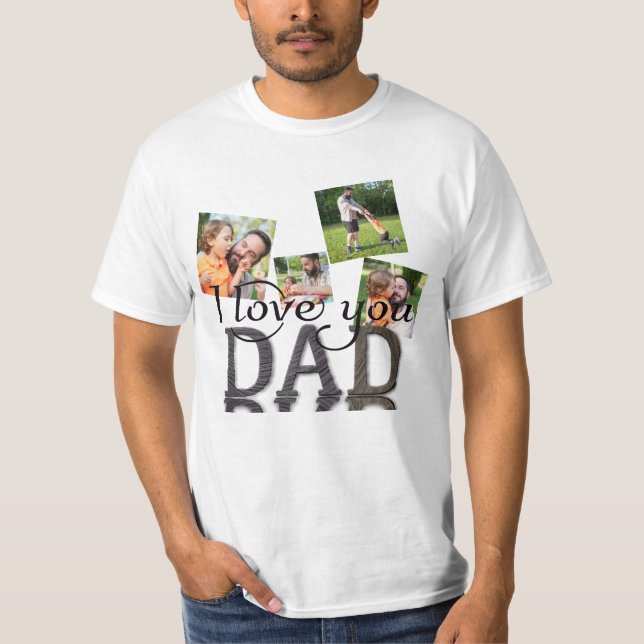 Ich Liebe Sie Vater, Foto Collage T-Shirt (Vorderseite)