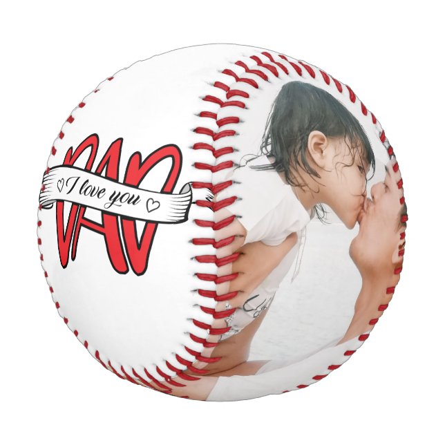 Ich Liebe Sie Vater Vatertag Foto Baseball (Schrägansicht)
