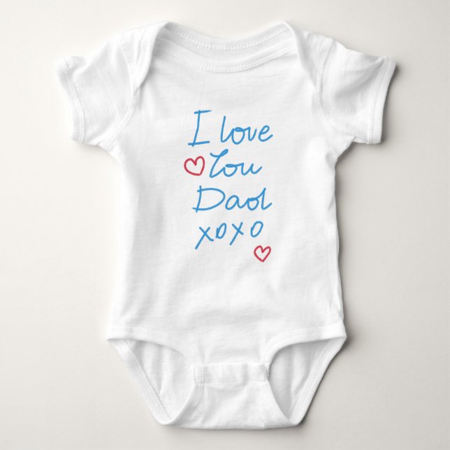 "Ich Liebe Sie Vater xoxo" handgeschriebene Baby Strampler (Vorderseite)