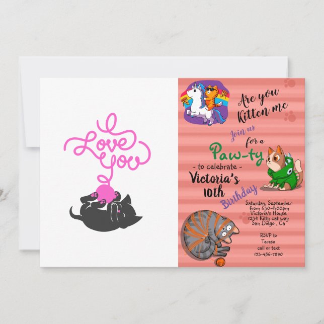 Ich Liebe Sie - Wollkugel - Wählen Sie die Farbe z Einladung (Vorderseite)