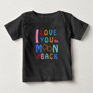 Ich Liebe Sie zum Mond & Rücken-Stern Schwarz Baby T-shirt