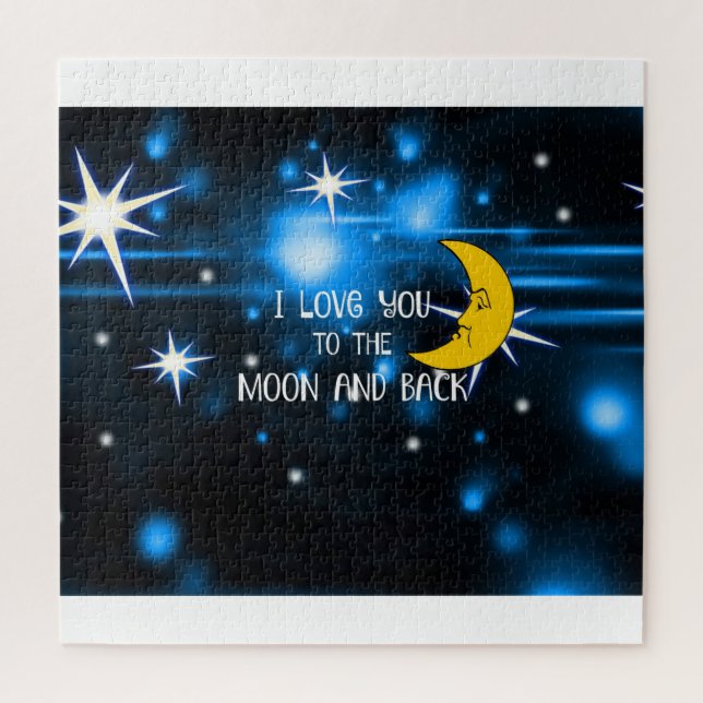 Ich Liebe Sie zum Mond und zurück, bunt und niedli Puzzle (Vertikal)