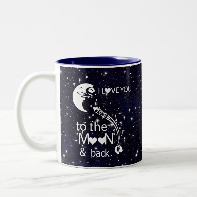 Ich Liebe Sie zum Mond und zurück - Universum Zweifarbige Tasse (Links)
