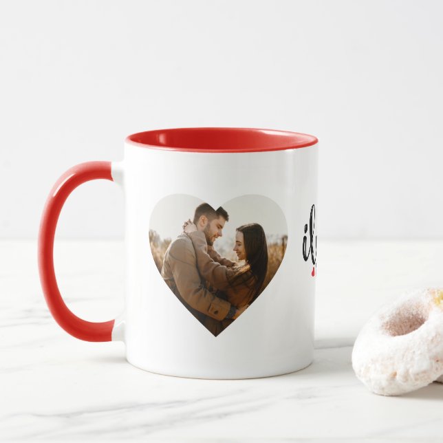 Ich Liebe Sie | Zum Valentinstag Moderne Tasse (Mit Donut)