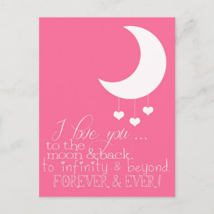 Ich Liebe Sie zur Mond & Rückseite Postkarte