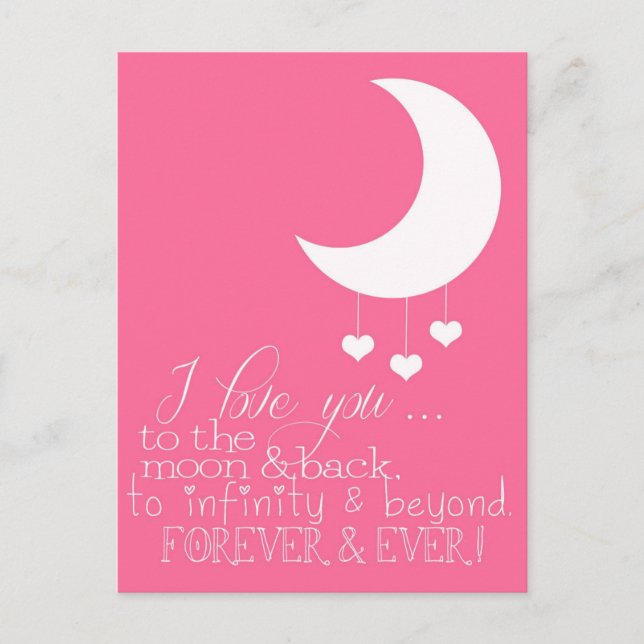 Ich Liebe Sie zur Mond & Rückseite Postkarte (Vorderseite)