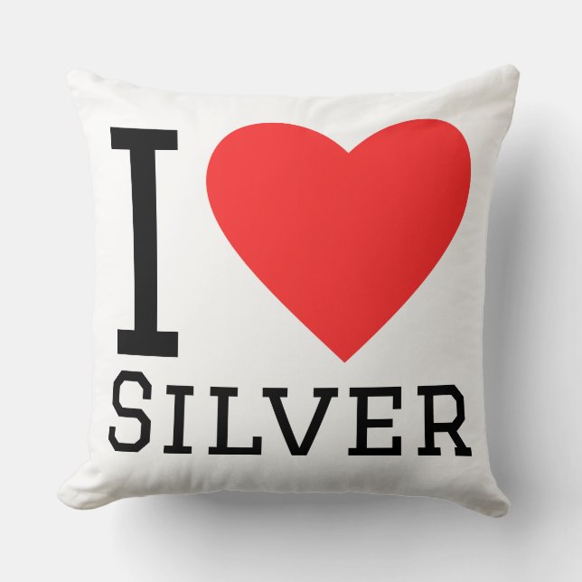 Ich liebe Silber Kissen (Vorderseite)