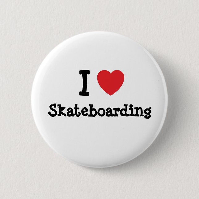 Ich Liebe Skateboard Herz Brauch personalisiert Button (Vorderseite)
