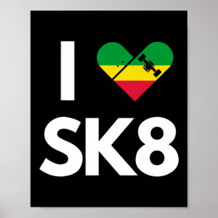 Ich liebe Skateboarding Rasta Reggae Poster