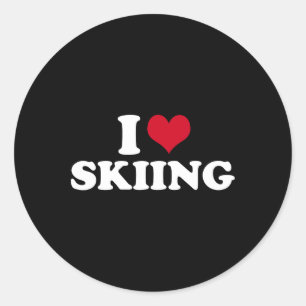 Ich liebe Skifahren Runder Aufkleber