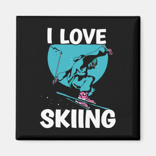 Ich liebe Skifahren Skifahrer Skifahrer Ski Winter Magnet