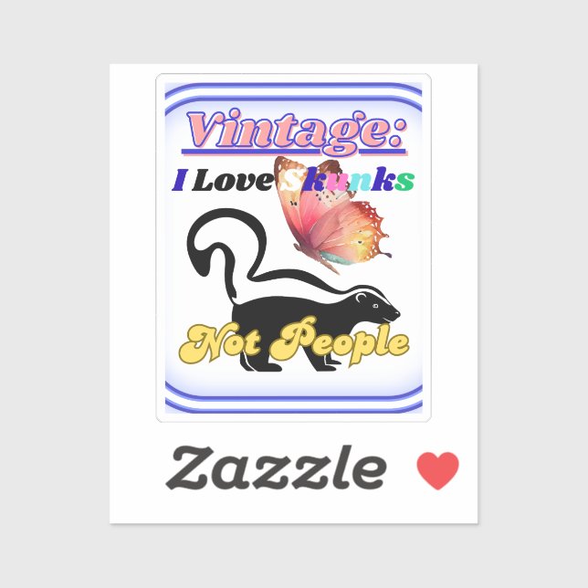 Ich liebe Skunks, nicht Menschen Aufkleber (Blatt)