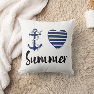 Ich liebe Sommer, Anker und Herz Kissen