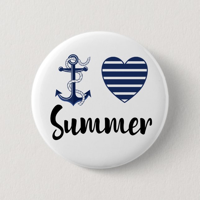 Ich Liebe Sommer, Ankern und Herz Button (Vorderseite)