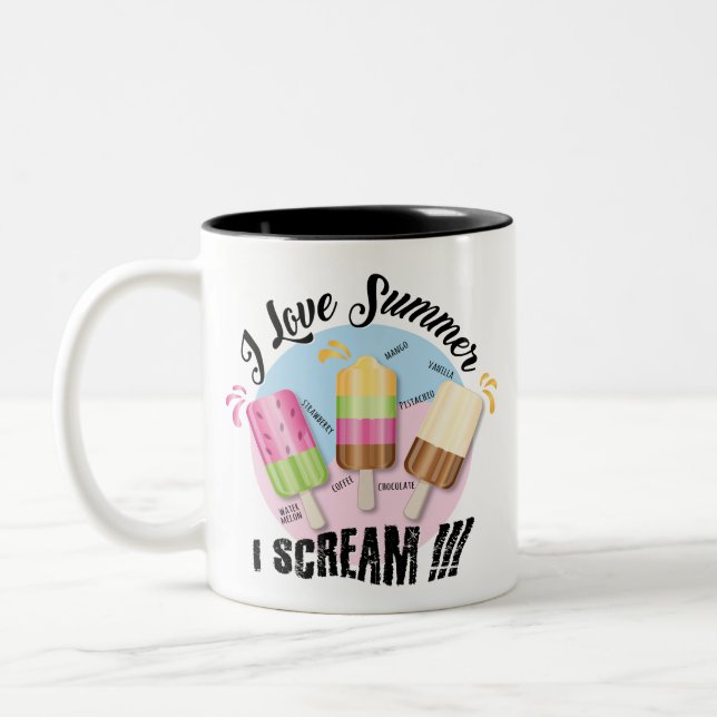 Ich Liebe Sommer - ich schreie !!! Zweifarbige Tasse (Links)
