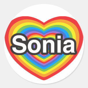 Ich liebe Sonia. Ich liebe dich Sonia. Herz Runder Aufkleber