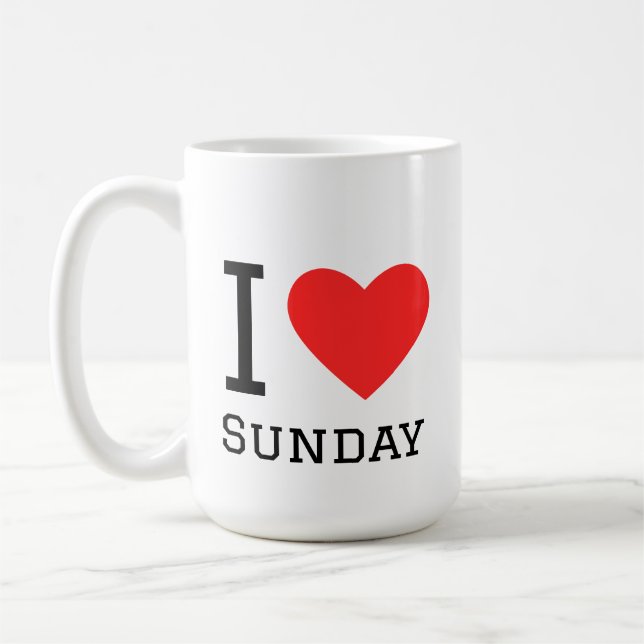 Ich liebe Sonntag Quadratischer Aufkleber Kaffeetasse (Links)