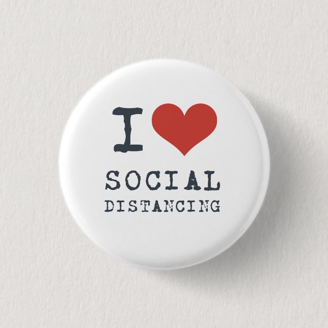 Ich liebe sozial distanzierende Introvertierte Button (Vorderseite)