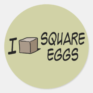 Ich liebe Square Eggs Runder Aufkleber