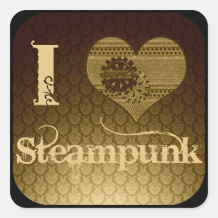 Ich liebe Steampunk Quadratischer Aufkleber
