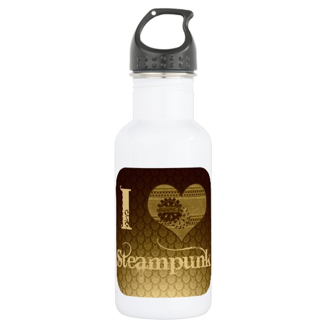 Ich liebe Steampunk Trinkflasche (Vorderseite)